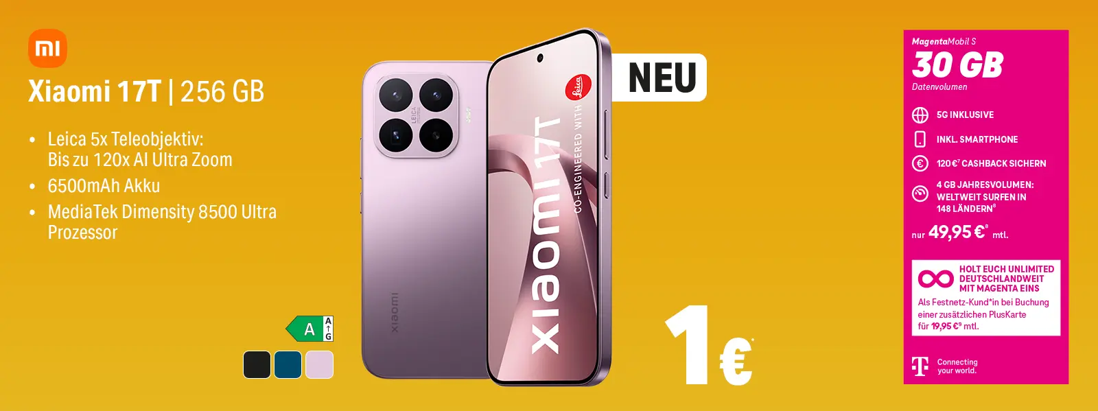 Xiaomi 17T 256 GB Smartphone Angebot mit Leica Kamera, Akku und 5G Tarifflyer